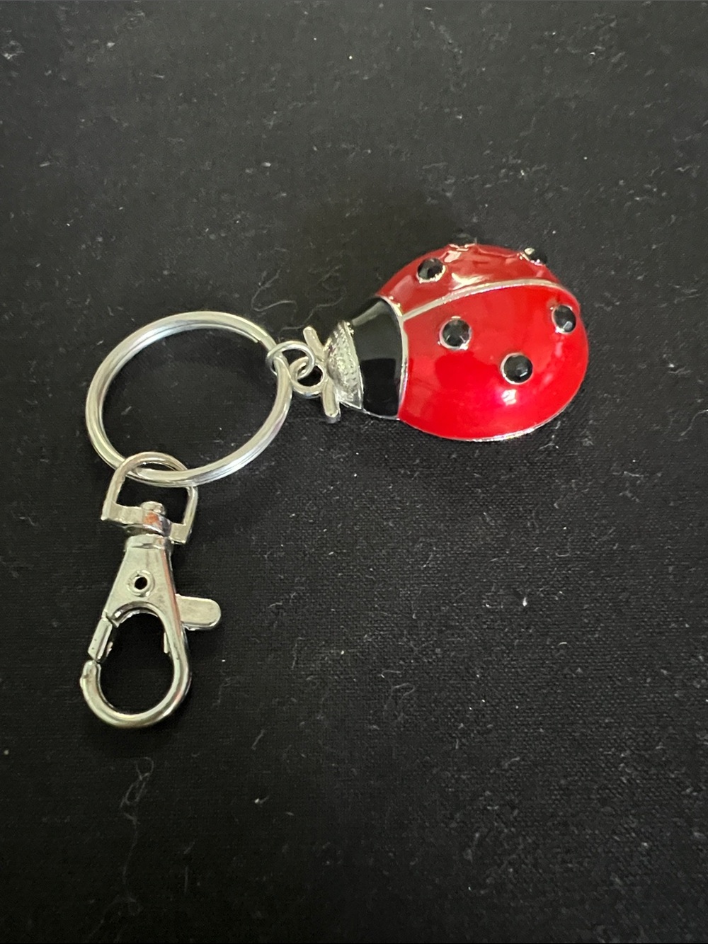 Ladybug Red Enamel Keychain Charm - Women's Key & Card Holder Accessory